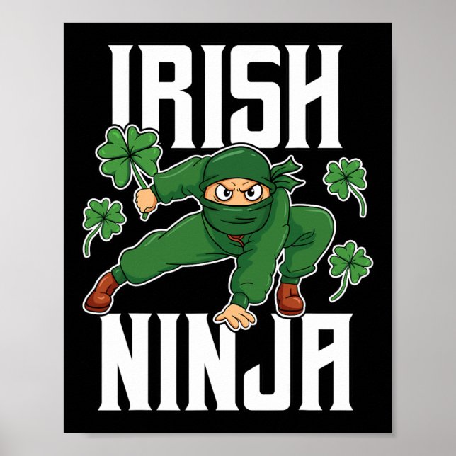 Irish Ninja Awesome St Patricks Day Paddys Glück I Poster (Vorne)