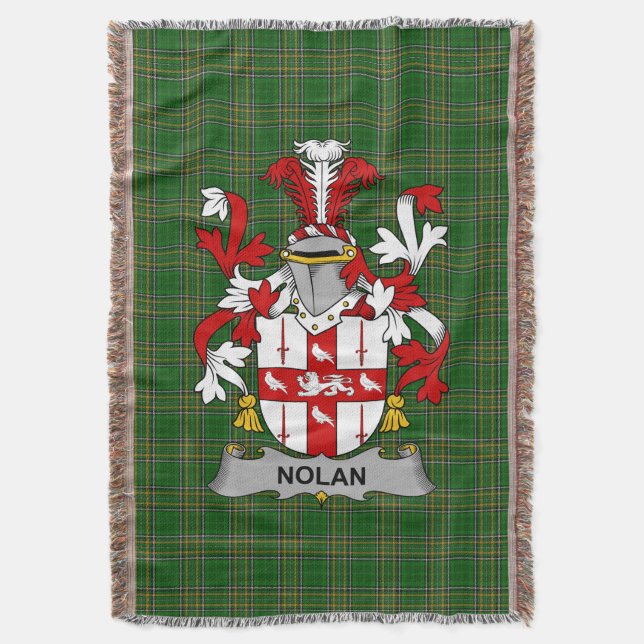 Irish Nolan oder O_Nowlan Coat of Arms Familienwap Decke (Vorderseite Vertikal)