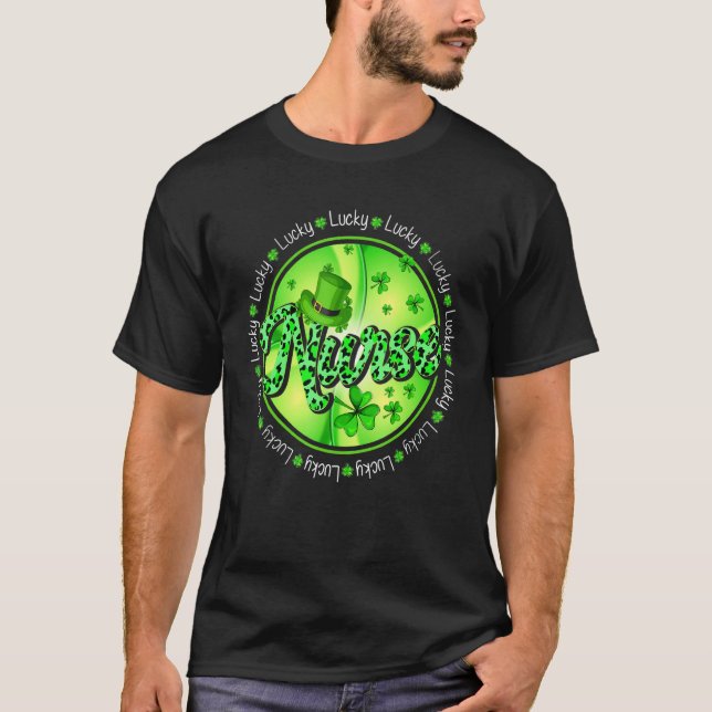 Irish Nurse Lucky Nurse St Patrick S Day Kleeblatt T-Shirt (Vorderseite)