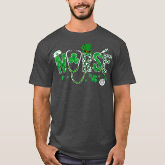 Irish Nurse St Patricks Day Kleeblatt Stethocsope T-Shirt