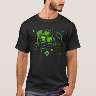 Irish Nurse St Patricks Day Kleeblatt Stethocsope T-Shirt