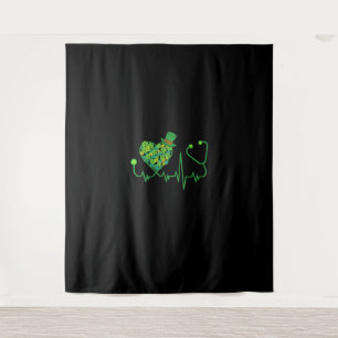Irish Nurse St Patricks Day T-Shirt Stethoscope & Wandteppich
