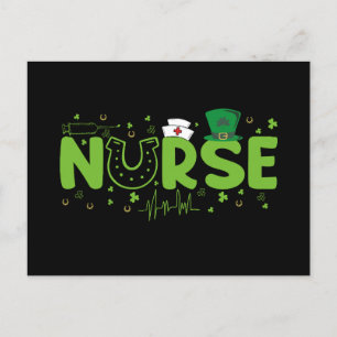 Irish Nurse Stethoscope Scrub Patricks Day Nurses Postkarte