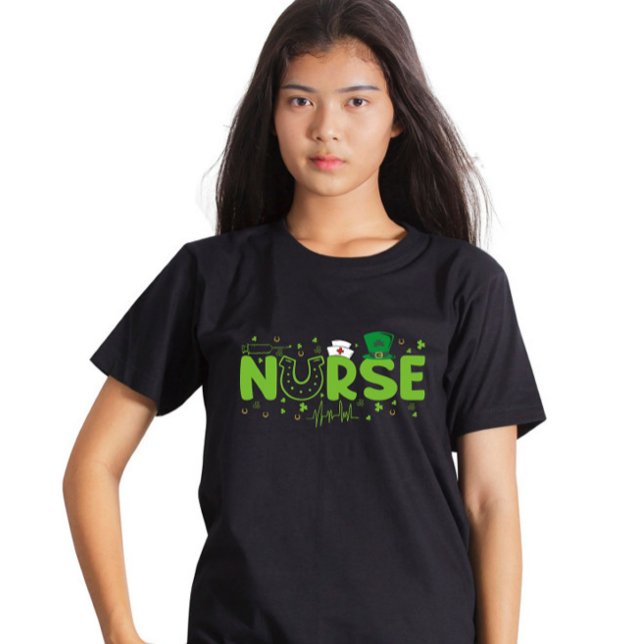 Irish Nurse Stethoscope Scrub Patricks Day Nurses T-Shirt (Von Creator hochgeladen)