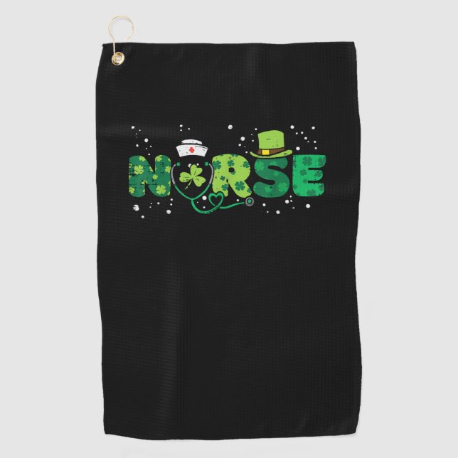 Irish Nurse Stethoscope Scrub St Patricks Day Nurs Golfhandtuch (Vorderseite)