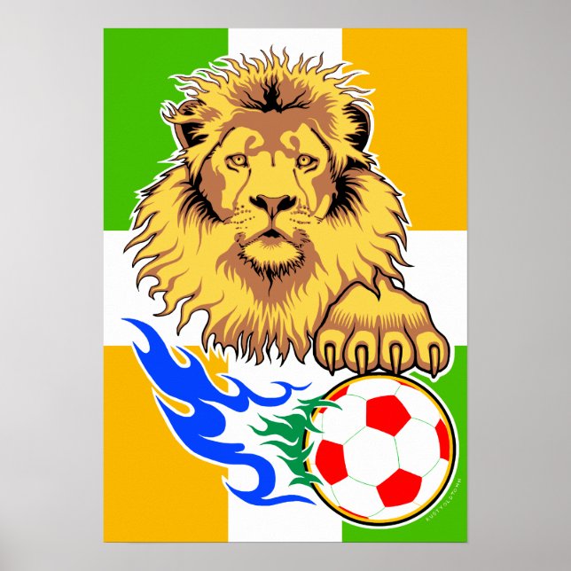 Irish oder Côte d'Ivoire Soccer Lion Poster (Vorne)