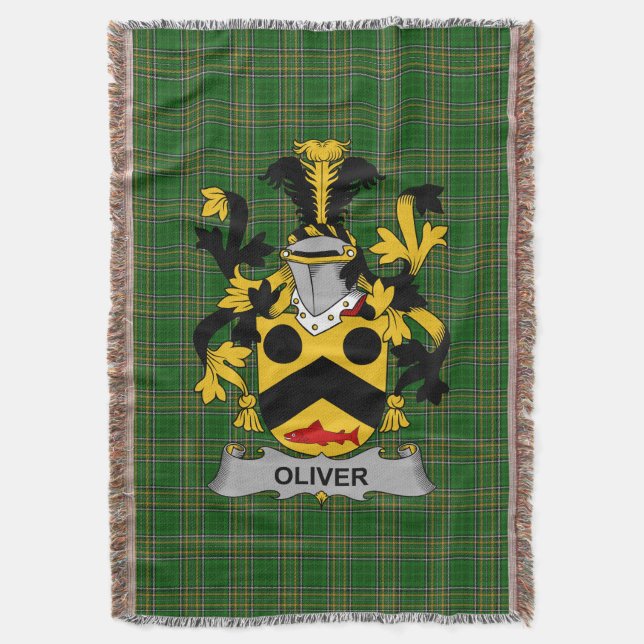 Irish Oliver Coat of Arms Familienwappen Irland Decke (Vorderseite Vertikal)