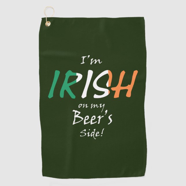 Irish On My Beers Side überlagerte sich auf Irish  Golfhandtuch (Vorderseite)