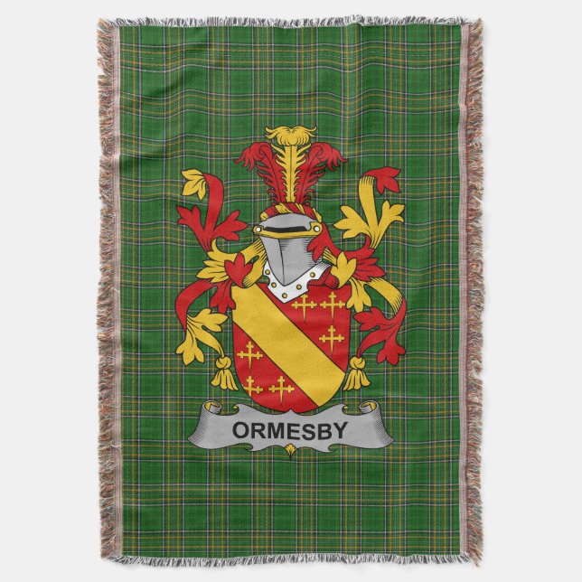 Irish Ormesby Coat of Arms Familienwappen Irland Decke (Vorderseite Vertikal)