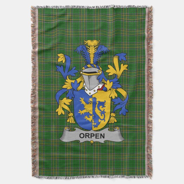 Irish Orpen Coat of Arms Familienwappen Irland Decke (Vorderseite Vertikal)