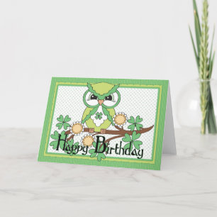 Irish Owl Happy Birthday Grußkarte Karte