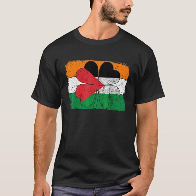 Irish Palestine Flag Ireland Kleeblatt St Patricks T-Shirt (Vorderseite)