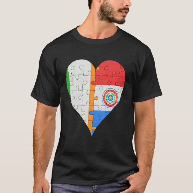 Irish Paraguayan Flag Herz T-Shirt (Vorderseite)