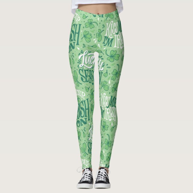 Irish Pattern Leggings für St Patrick's Day (Vorderseite)