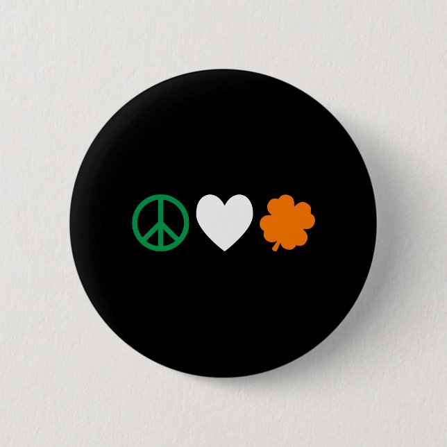 Irish Peace Liebe & Kleeblatts Button (Vorderseite)