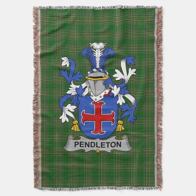 Irish Pendleton Coat of Arms Familienwappen Irland Decke (Vorderseite Vertikal)