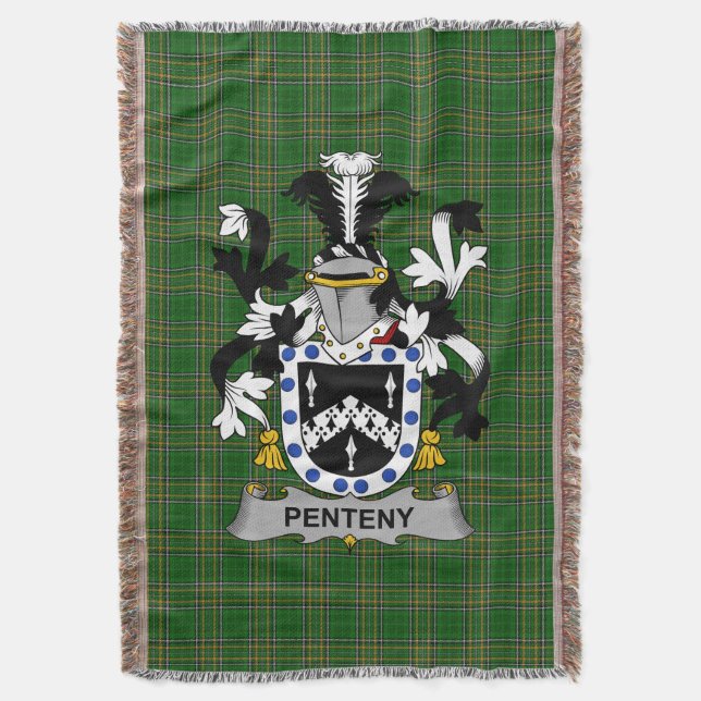 Irish Penteny Coat of Arms Familienwappen Irland Decke (Vorderseite Vertikal)