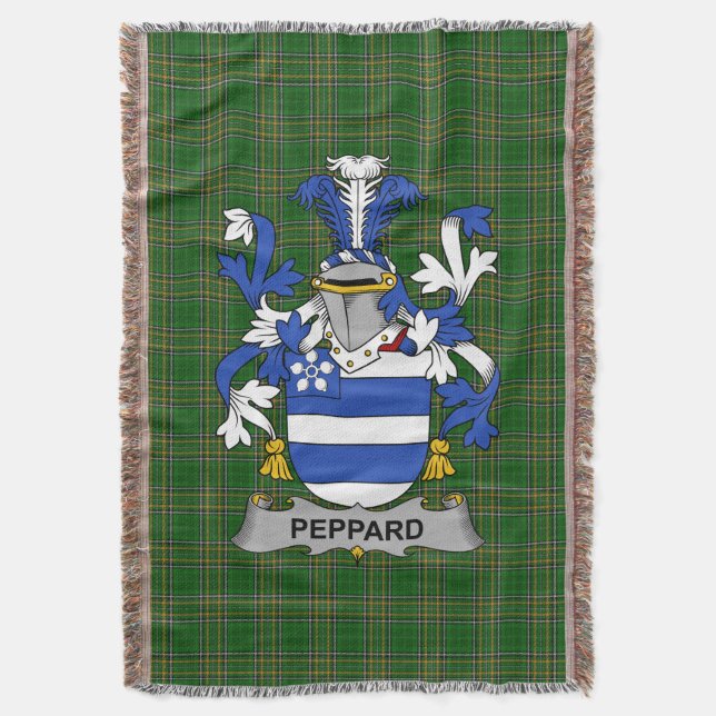 Irish Peppard Coat of Arms Familienwappen Irland Decke (Vorderseite Vertikal)
