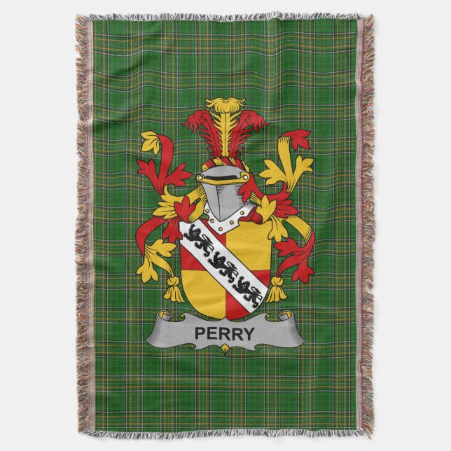 Irish Perry Coat of Arms Familienwappen Irland Decke (Vorderseite Vertikal)