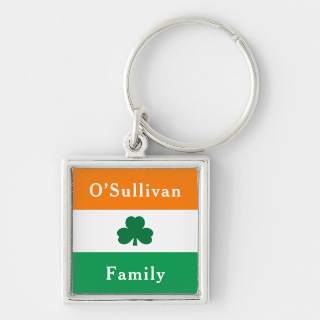 Irish Personalisiert Family Name Ireland Flag Schlüsselanhänger (Vorne)