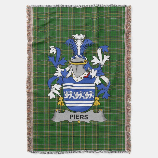 Irish Piers Coat of Arms Familienwappen Irland Decke (Vorderseite Vertikal)