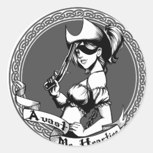 Irish Pirate Girl Runder Aufkleber