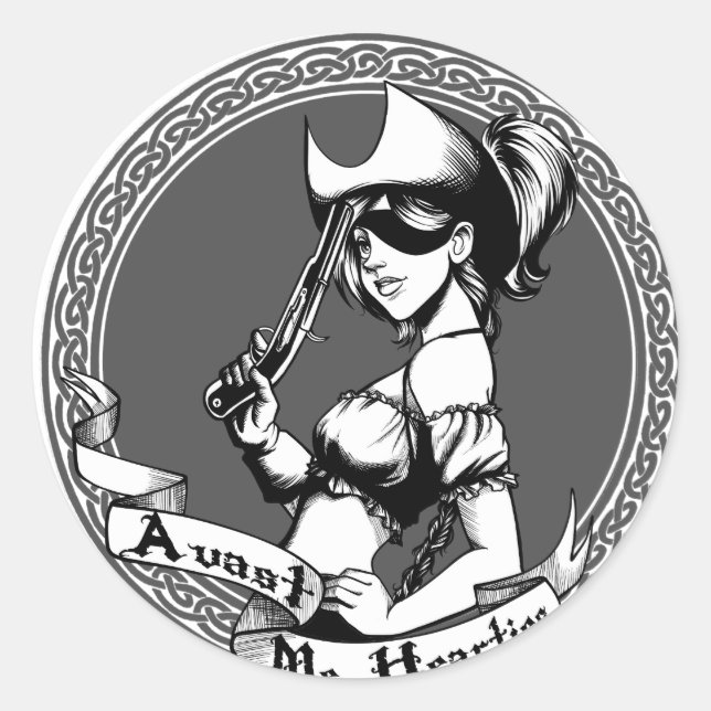 Irish Pirate Girl Runder Aufkleber (Vorderseite)