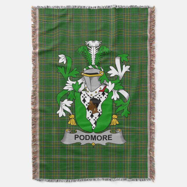 Irish Podmore Coat of Arms Familienwappen Irland Decke (Vorderseite Vertikal)