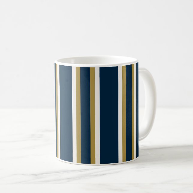 Irish Polo stripes Blue and Gold  Kaffeetasse (VorderseiteRechts)