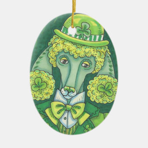 IRISH POODLE ST. PATRICK'S DAY HUNDE ORNAMENT Oval