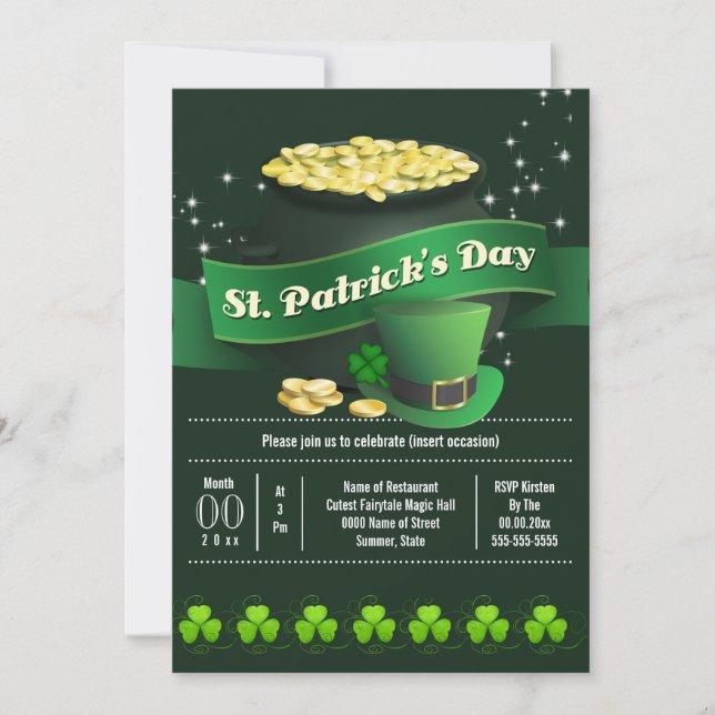 Irish Pot Gold St Patricks Feier Einladung (Vorderseite)