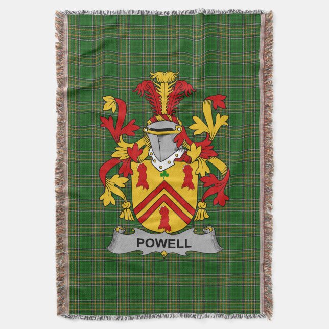 Irish Powell Coat of Arms Familienwappen Irland Decke (Vorderseite Vertikal)