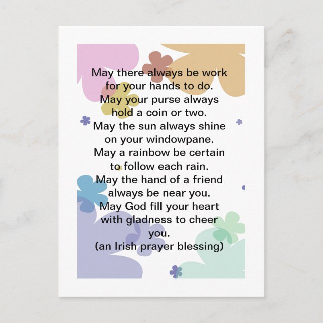 Irish Prayer Blessing Postcard Postkarte (Vorderseite)