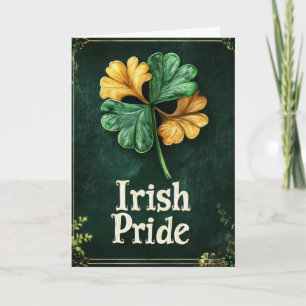 Irish Pride Gold Green Clover Feiertagskarte
