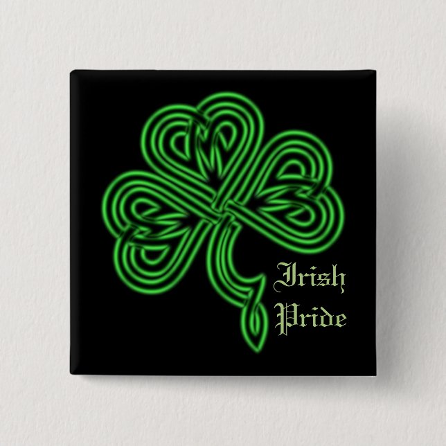 Irish Pride Lucky Celtic Kleeblatt Square Button (Vorderseite)
