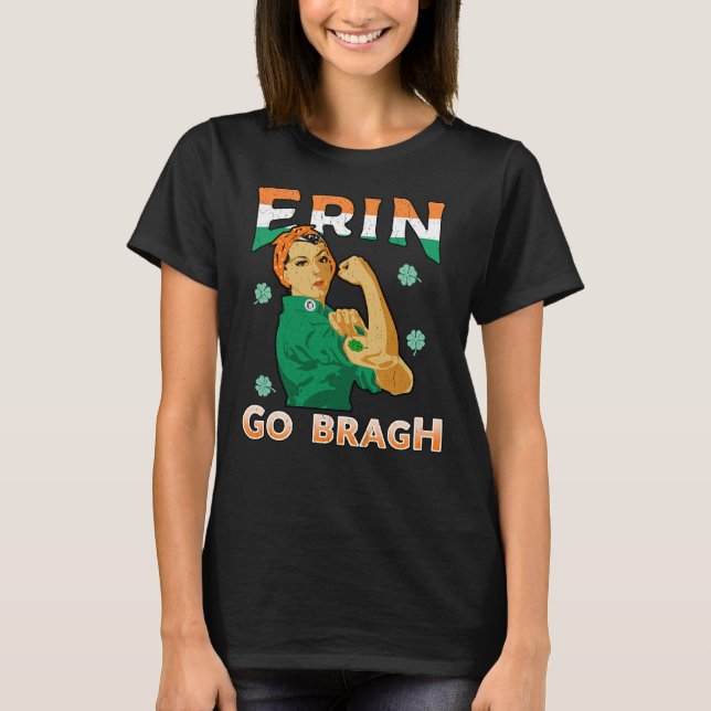 Irish Pride Shirt Rosie Riveter Erin Go Bragh (Vorderseite)