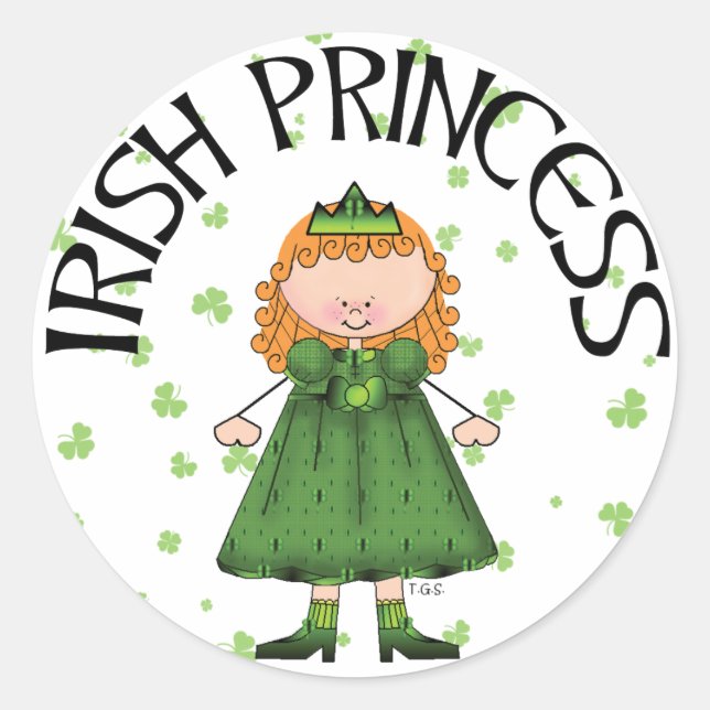Irish Princess Redhead Runder Aufkleber (Vorderseite)
