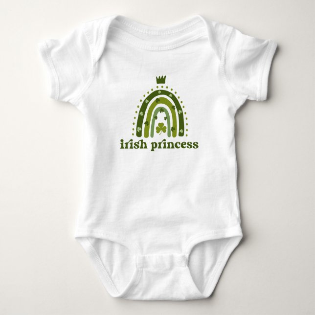 Irish Princess St. Patrick's Day Green Boho Rainbo Baby Strampler (Vorderseite)