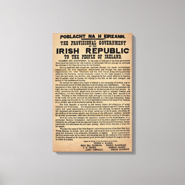 Irish Proclamation Leinwand (Original Copy) (Vorderseite)