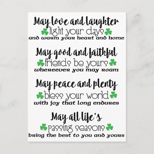 Irish Proverb Blessing Postkarte (Vorderseite)