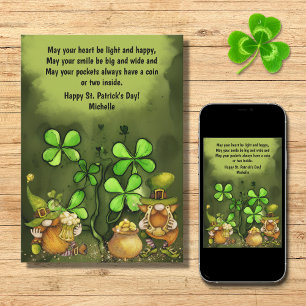 Irish Proverb, Leprechaun Gnomes St. Patrick's Day Feiertagskarte