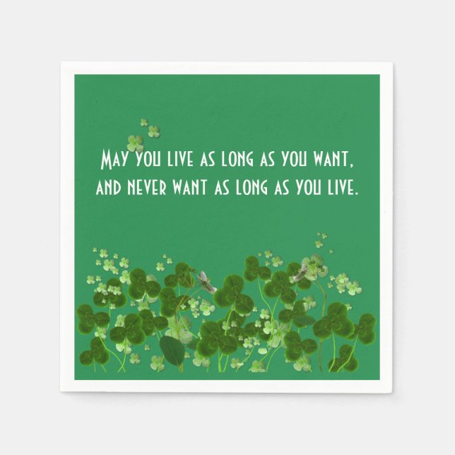 Irish Proverb on Green mit Kleeblättern Serviette (Vorderseite)