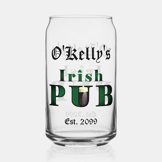 Irish Pub Bar Pint Beer Soda Can Glass Drinkware Dosenglas (Vorderseite)