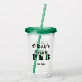 Irish Pub Bar Tavern Acrylic Tumbler Brille w Lid Acryltrinkbecher