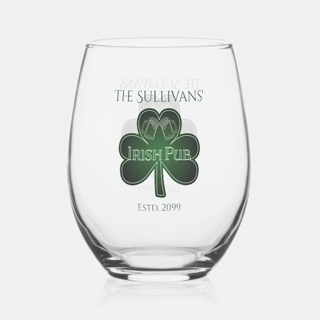 Irish Pub Bar Trinkbehälter Cocktail Weinglas Ohne Stiel (Vorderseite)