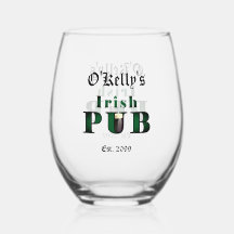 Irish Pub Stemless Wine Cocktail Glass Trinkbehält