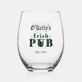 Irish Pub Stemless Wine Cocktail Glass Trinkbehält Weinglas Ohne Stiel