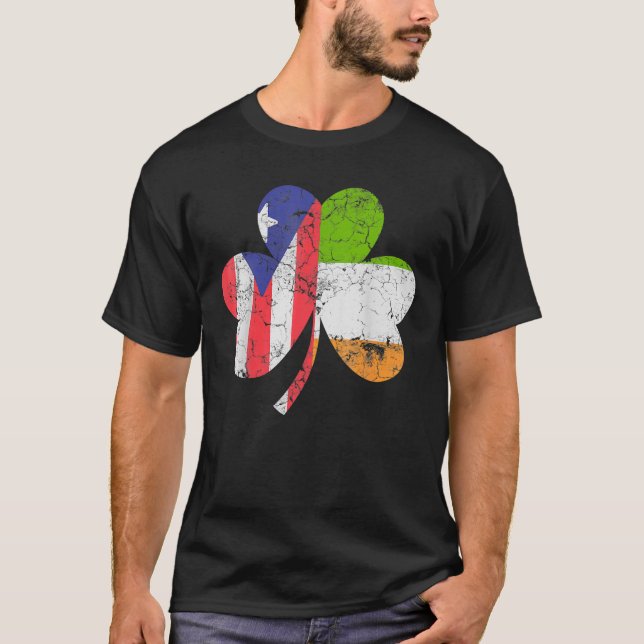Irish Puerto Rican Flag Irland Kleeblatt St Patric T-Shirt (Vorderseite)