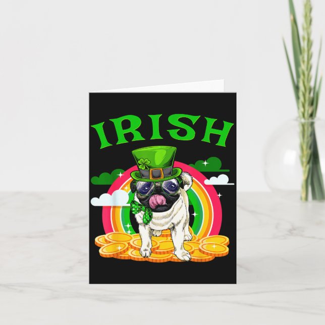 Irish Pug Funny St Patricks Day Leprechaun Dog Men Karte (Vorderseite)