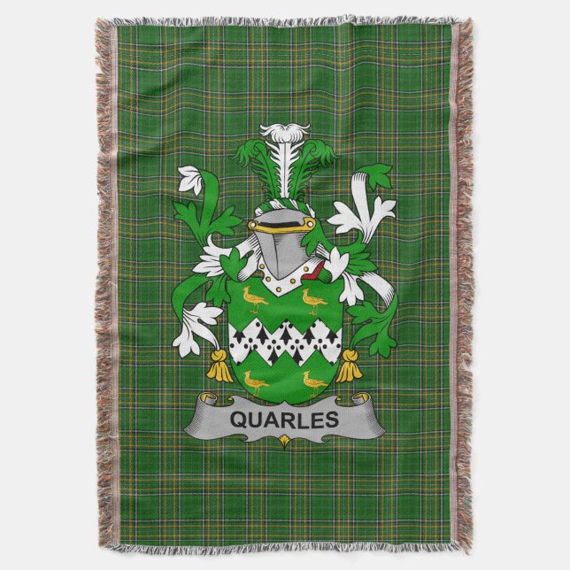 Irish Quarles Coat of Arms Familienwappen Irland Decke (Vorderseite Vertikal)